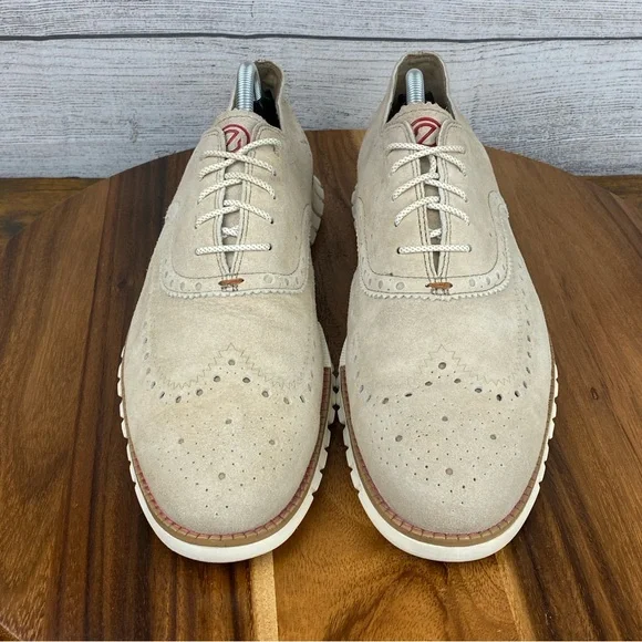 Cole Haan ZEROGRAND Wingtip Oxford Warm Stucco Beige Suede C35432 Mens Size 10.5 - Picture 8 of 12
